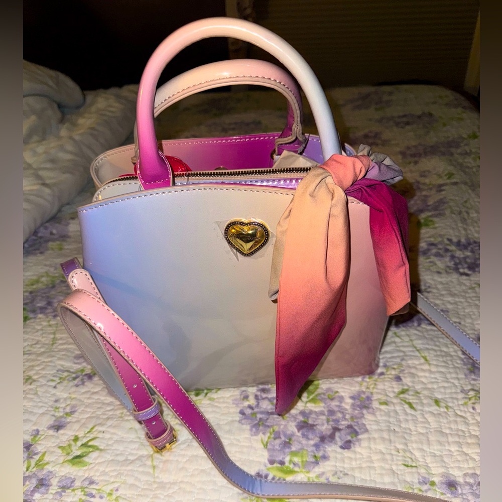 NWT Betsey Johnson Ombré Satchel with Scarf
